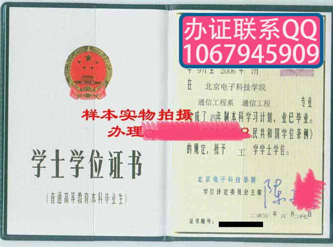 北京电子科技学院学位证样本
